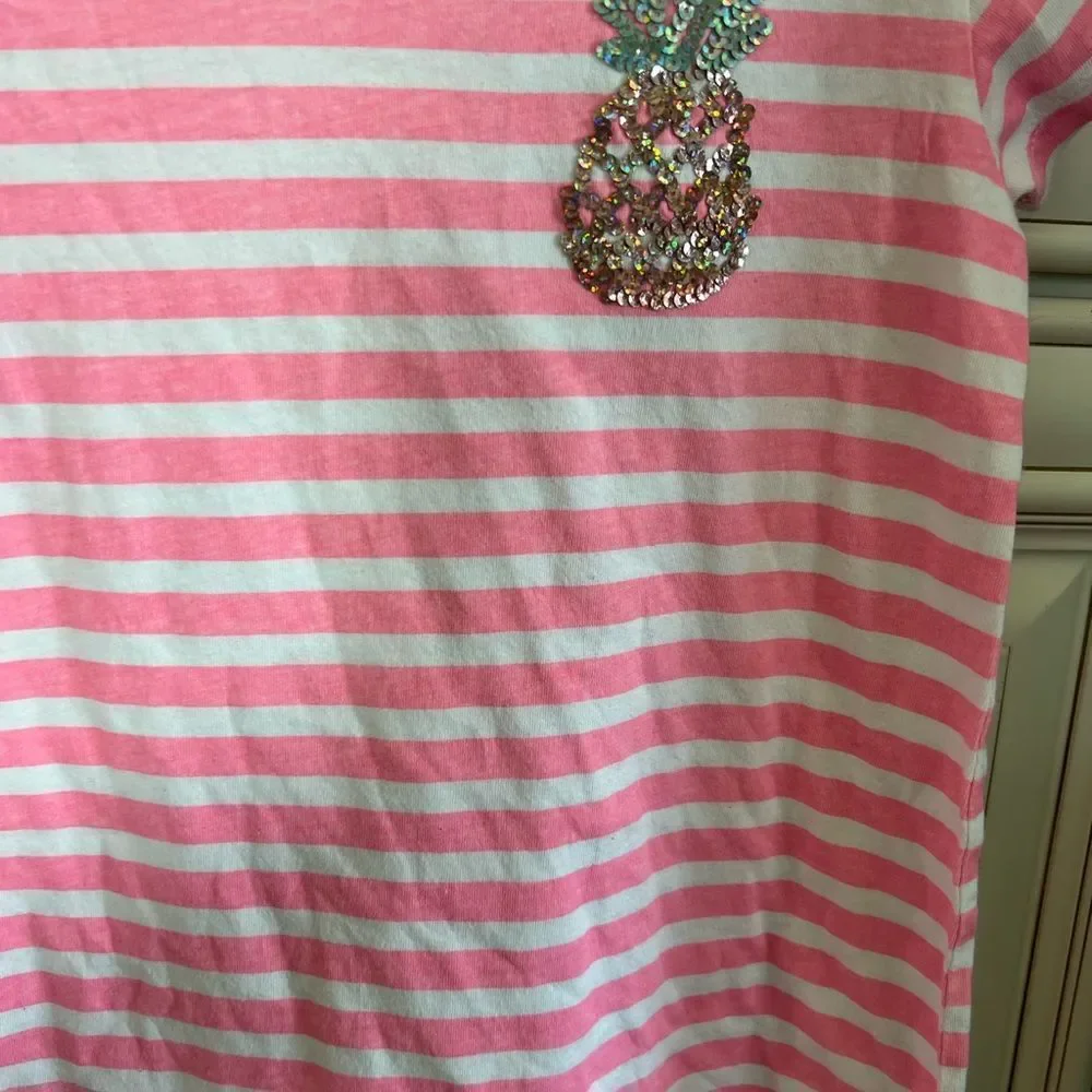 Girls' T-shirt dress with sequin pineapple Sz 4